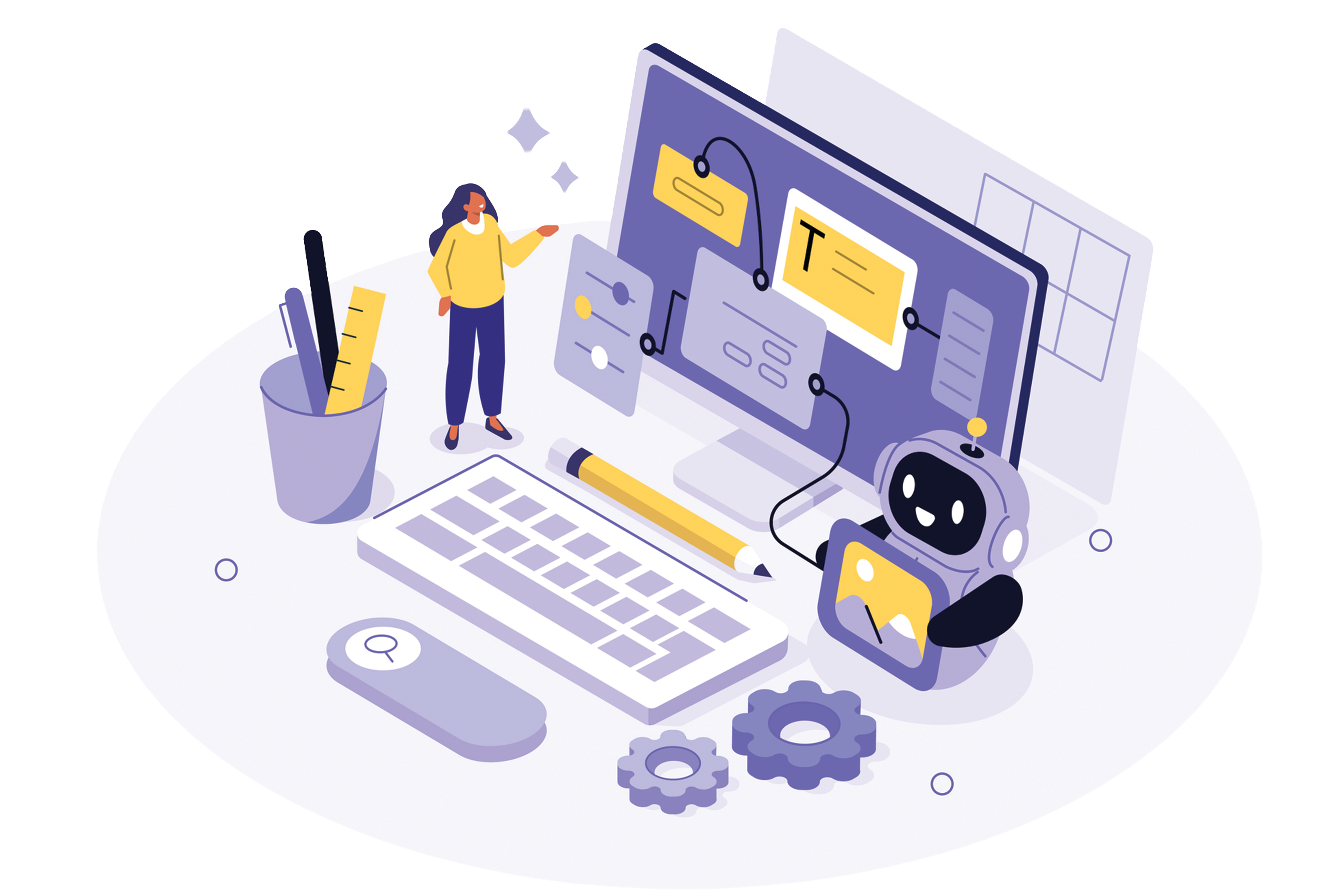Workspace illustration with tools for daily operations