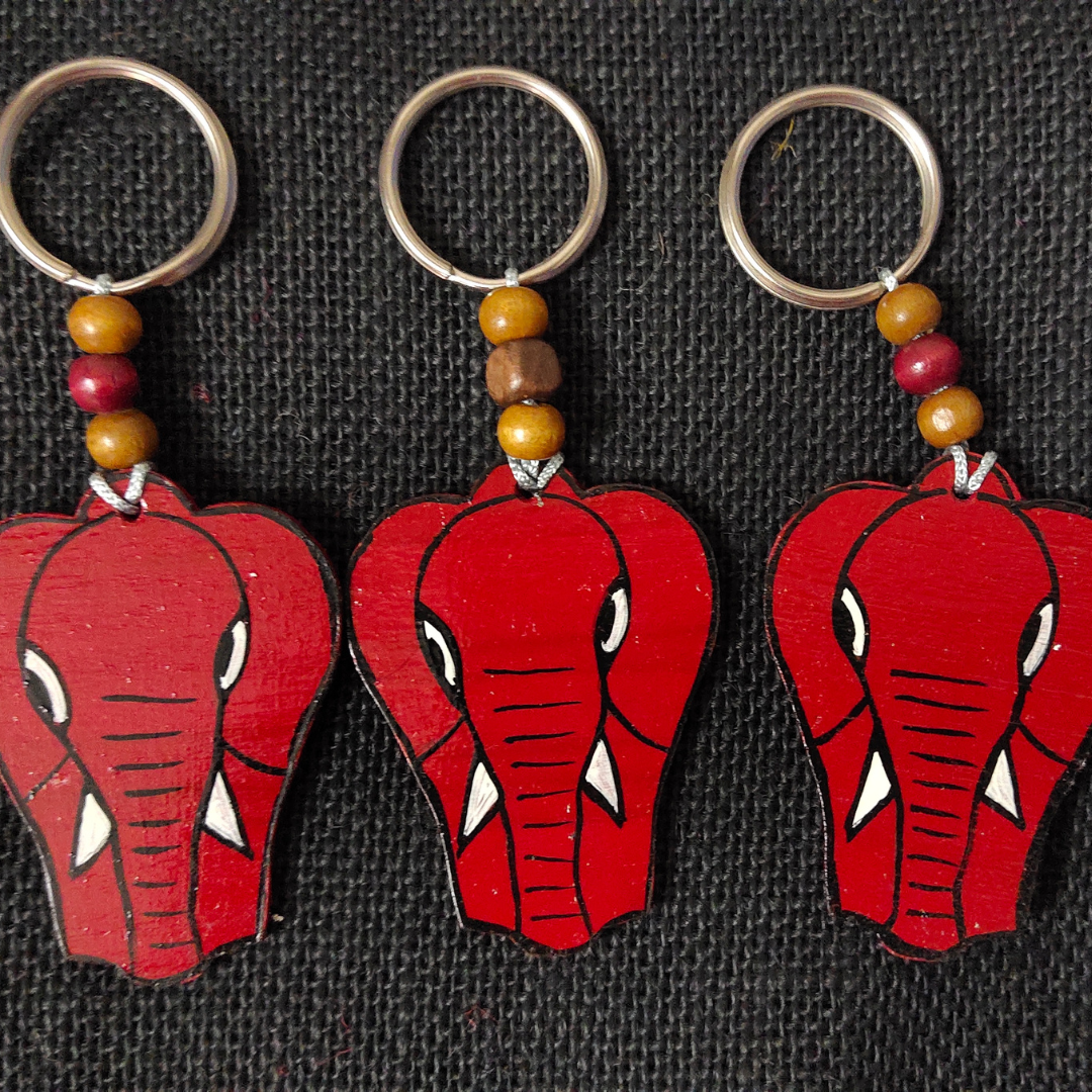 Keychain-Elephant Face (Red)