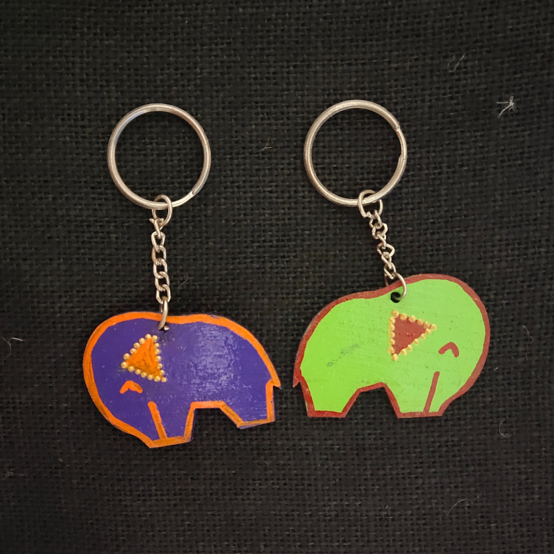 Keychain-Elephant Side/PurpleGreen