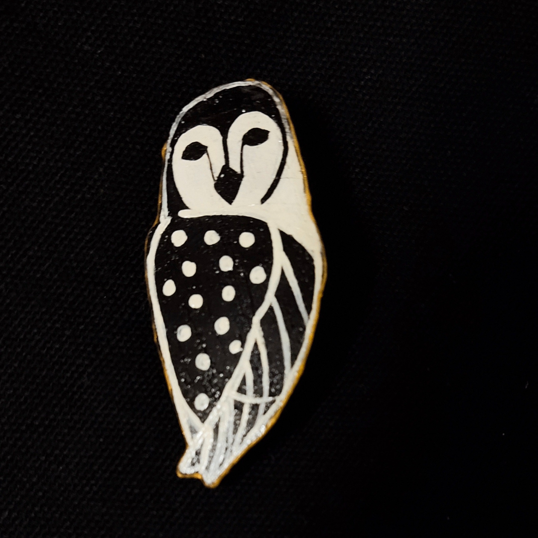 Lapel Pin- Painted - Barn Owl -01