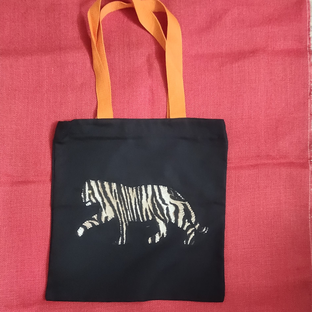 Applique Tote Bag-Tiger/Black/D1