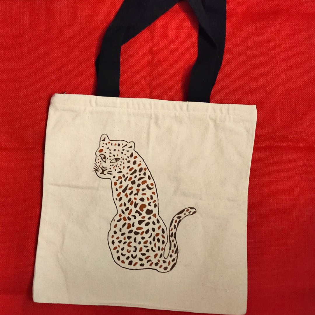 Painted Tote Bag-Leopard/Cream/D1