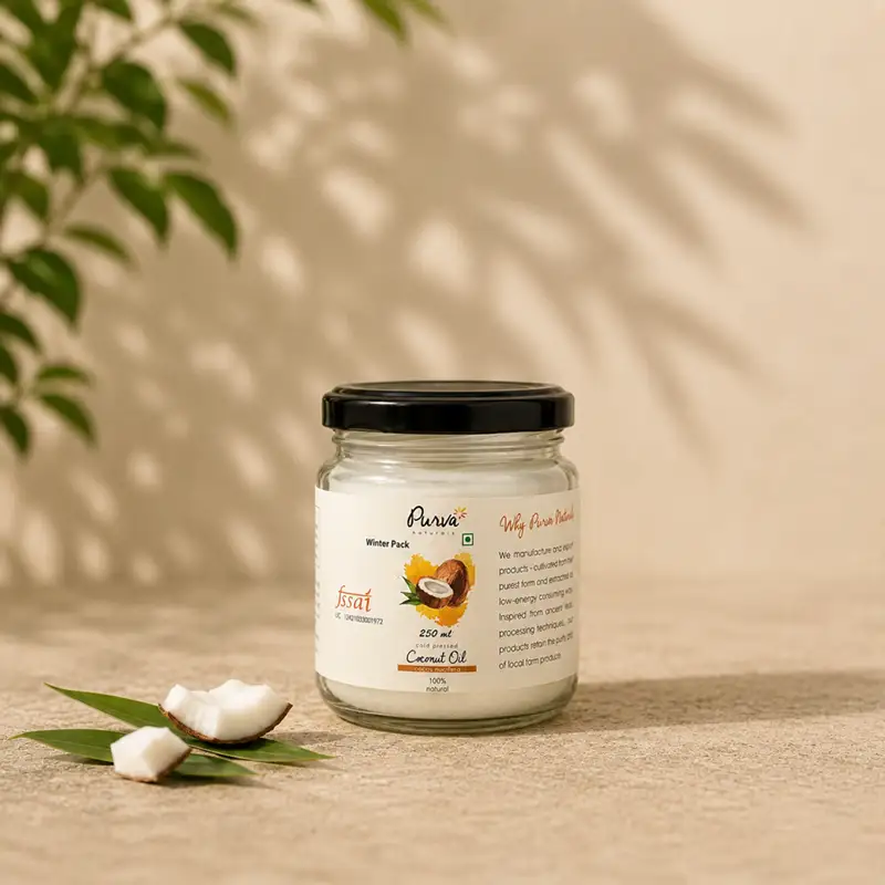 Purva Coconut oil (250 ml glass pack)