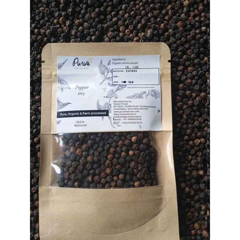 Purva Black Pepper 250 g (Piper nigrum L)
