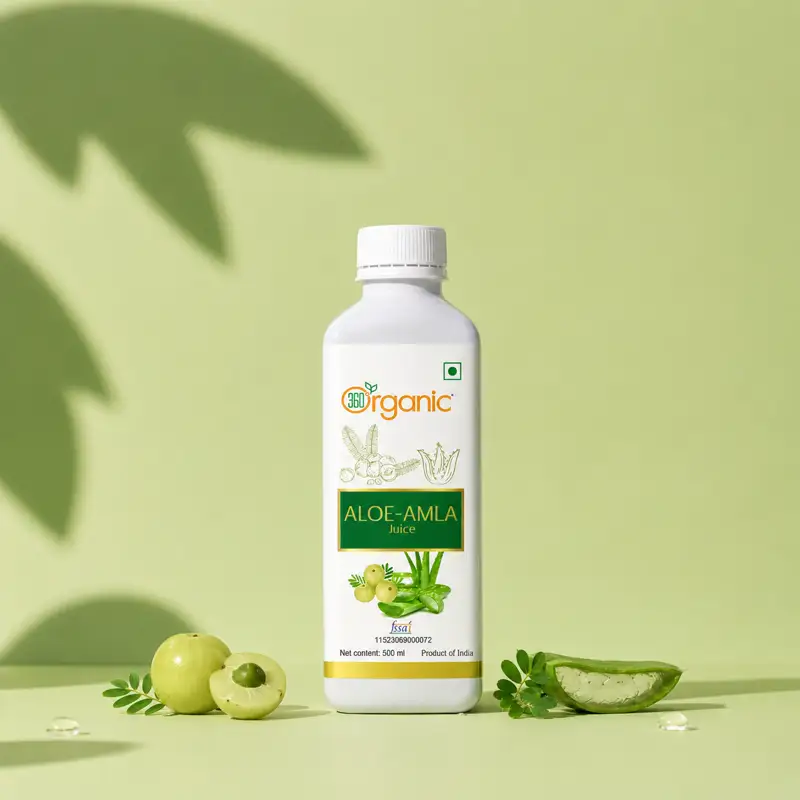 360° Organic Aloevera Amla Juice (500ml)