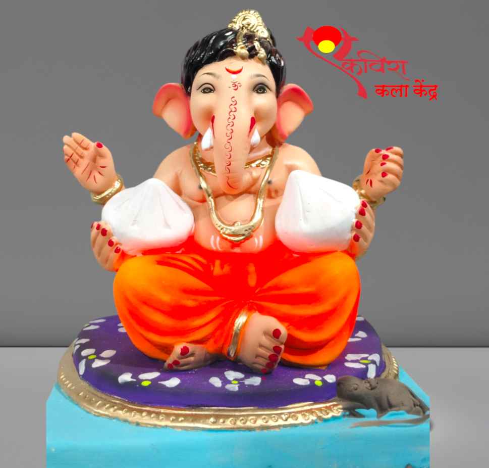 Bappa With 2 Cute Modaks 