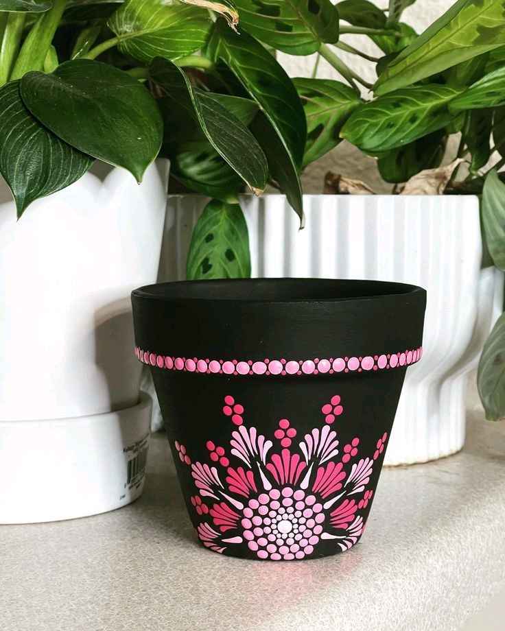 Mandala design on planter pots