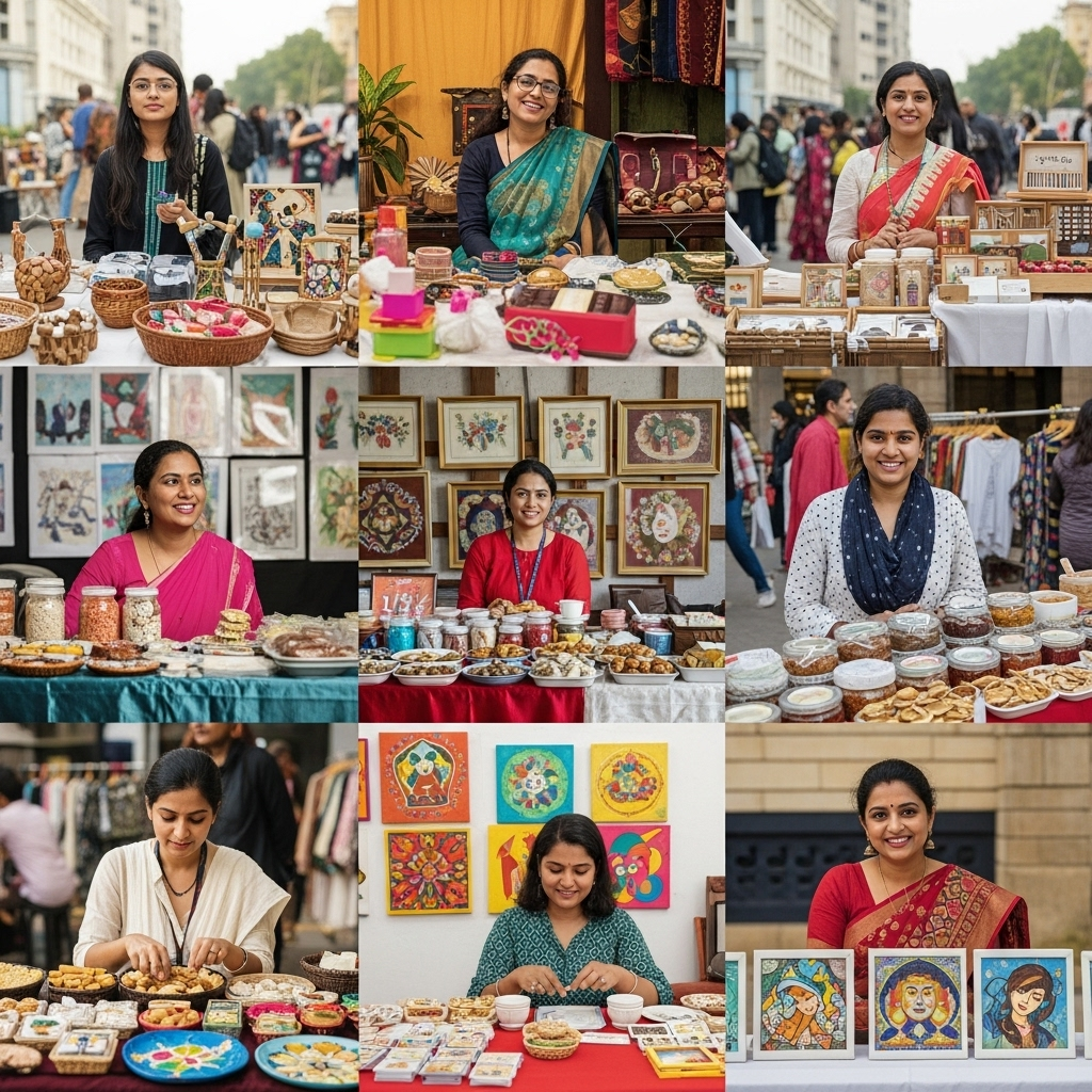 Vibrant Flea Market Scene with digital elements overlay