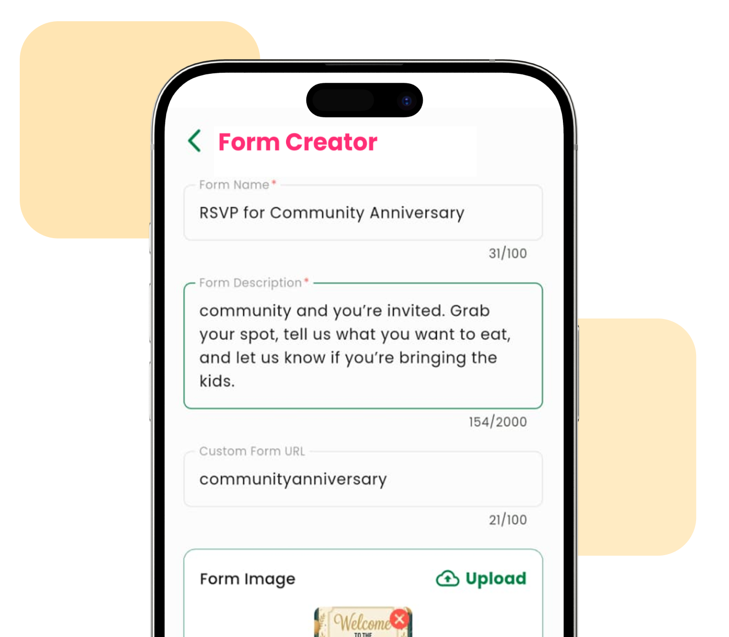 Custom form builder interface